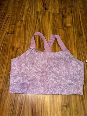 Zelos women large sports bra purple  Snake Print Crossback Strap athletic NWT